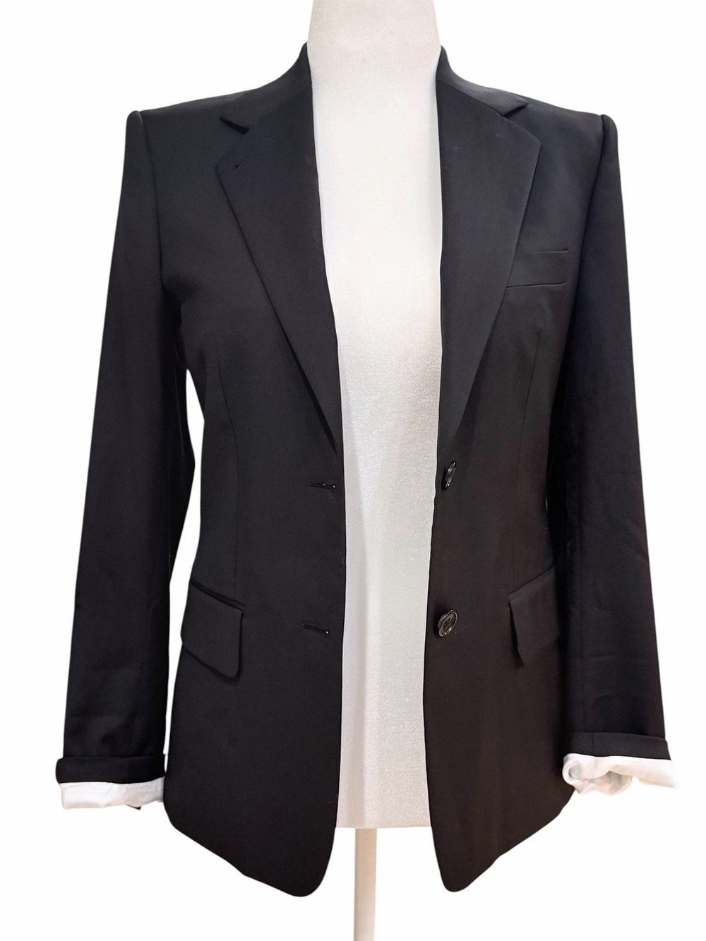 Helmut Lang Classic Black 2 Button Blazer With Elegant White Lining NWOT